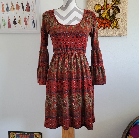 Aggie | Vintage Red Boho Dress - Picture 1 of 6